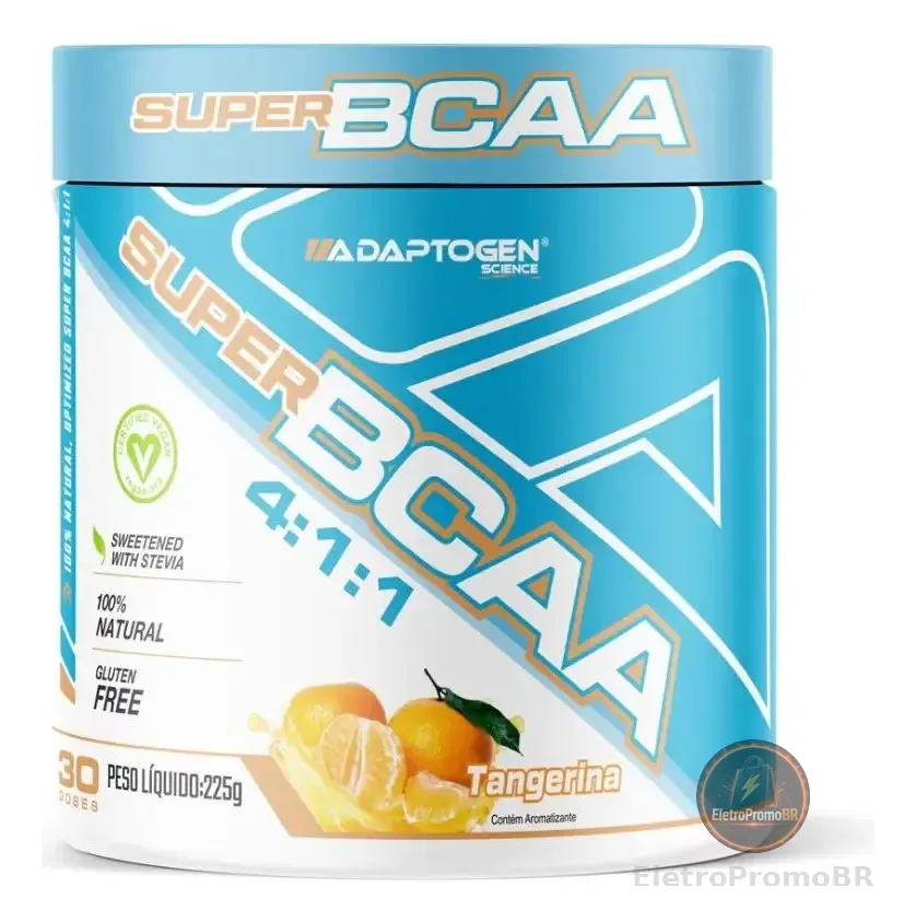 Suplemento Super Bcaa 4:1:1 Adaptogen Science pote 225g Sabor Tangerina