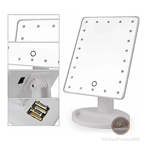 Espelho 16 Leds De Mesa Maquiagem Rotação Touch Screen SHINE