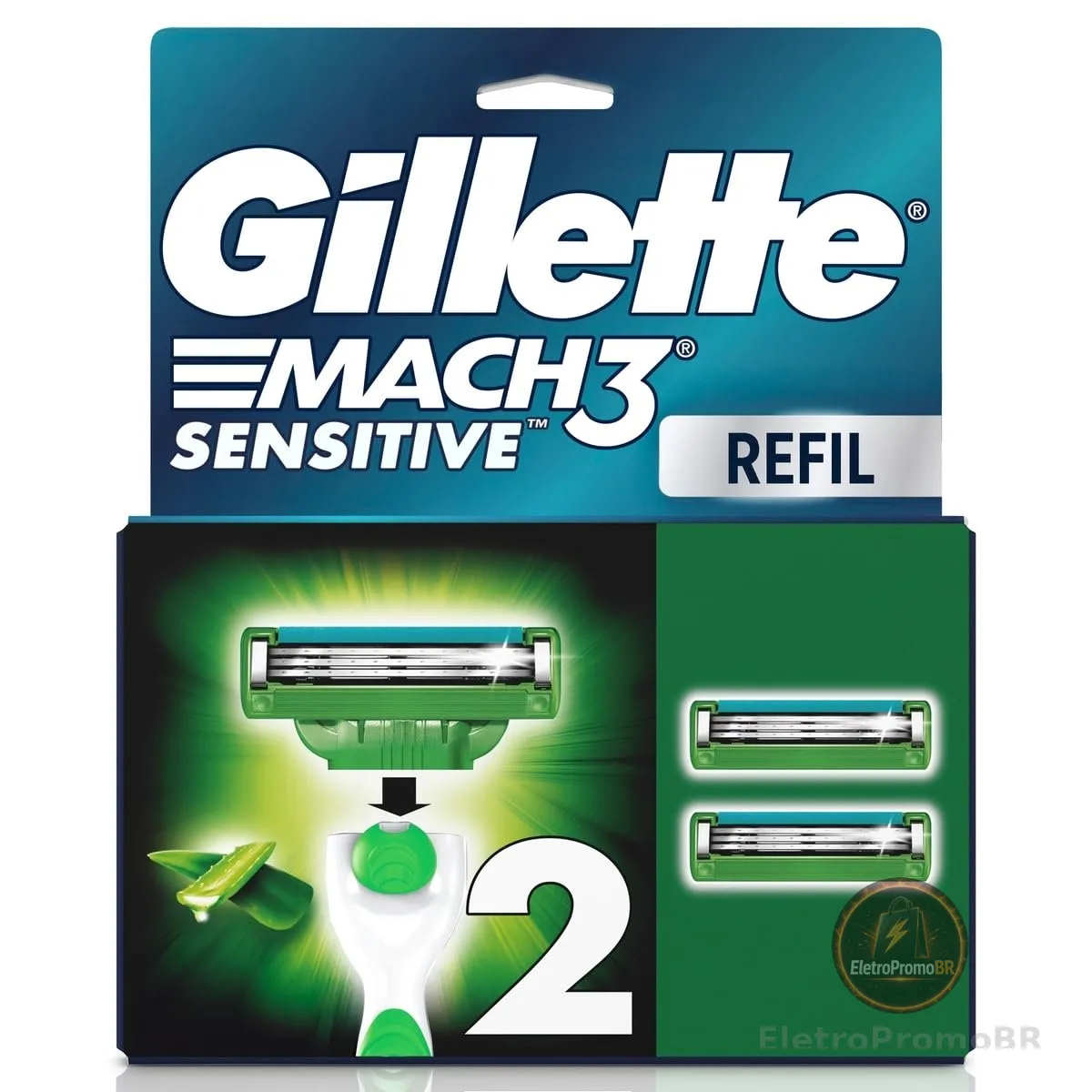 Gillette Mach3 Sensitive Carga Aparelho de Barbear com Aloe 2 Unidades