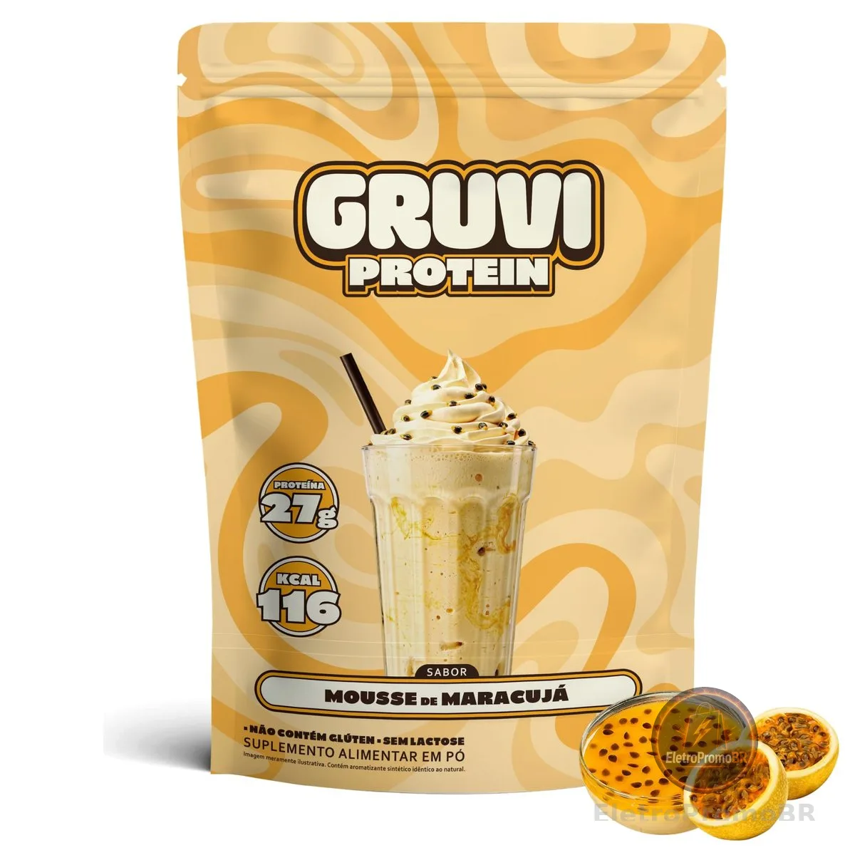 JHAMAL Suplemento Alimentar de Proteína em Pó - Sabor Mousse de Maracujá - Saudável e Rico em Proteínas - Vegano, Sem Glúten, Sem Adição de Açúcar, Sem OGM, À Base de Plantas - Pote de 504g
