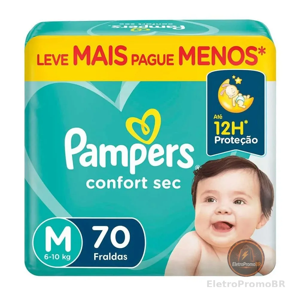 Fralda Descartável Pampers Confort Sec Super M (6–10kg) 70 Unidades