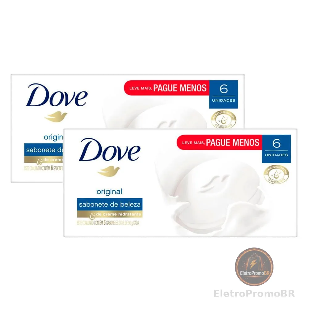 Kit 2 Sabonete em Barra Dove Original com 6 Unidades de 90g cada Leve Mais Por Menos