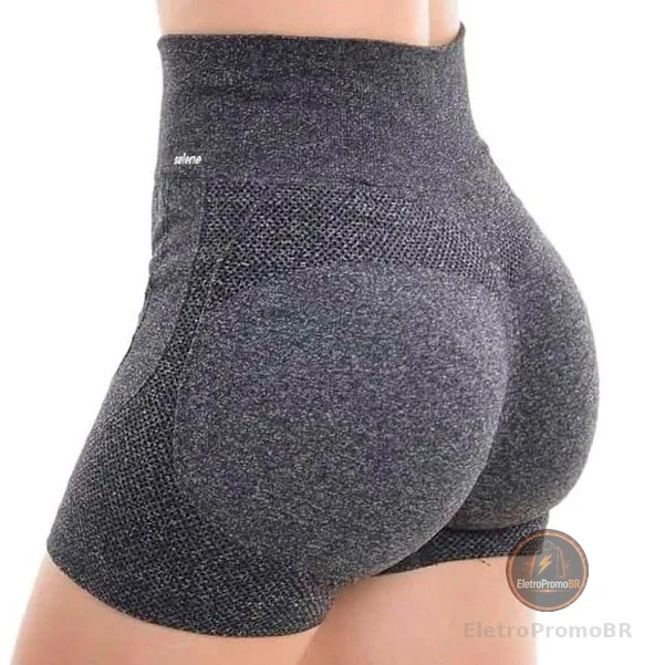 Shorts Selene Feminino Empina Bumbum Levanta Glúteos Poliamida Cintura Alta Sem Costura Academia