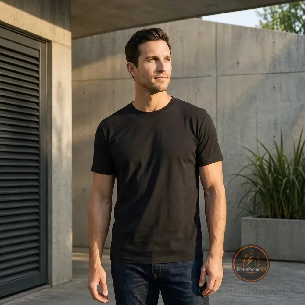 Camiseta Básica Masculina Algodão Mercado Livre Basics Preto N/a M Liso
