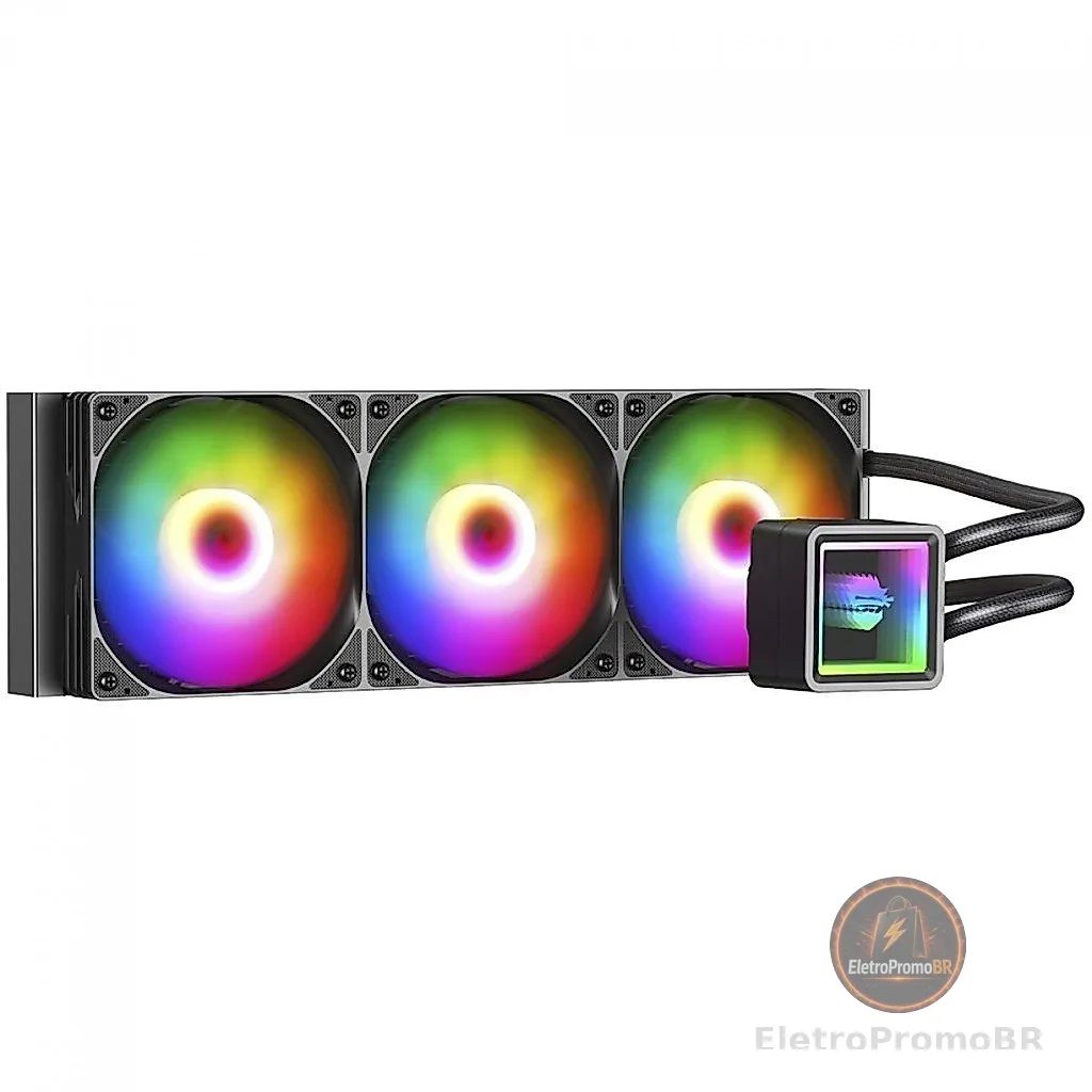 Water Cooler Gamer Ninja Yuki, ARGB, 360mm, Intel-AMD, Controladora, Black, GN-WC-YK360RB