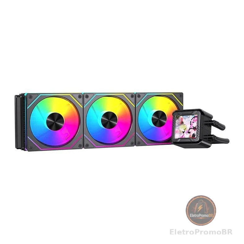 Water Cooler Acegeek CryoScreen 360, ARGB, 2.8 inch LCD, 360mm, Preto, AG-CRYOSCREEN360-BK