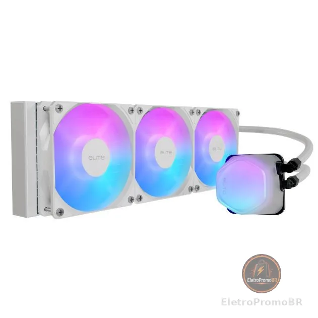Water Cooler 360mm Cooler Master Elite Liquid Branco ARGB ELW-D36M-A21DA-RW CPU Intel AMD