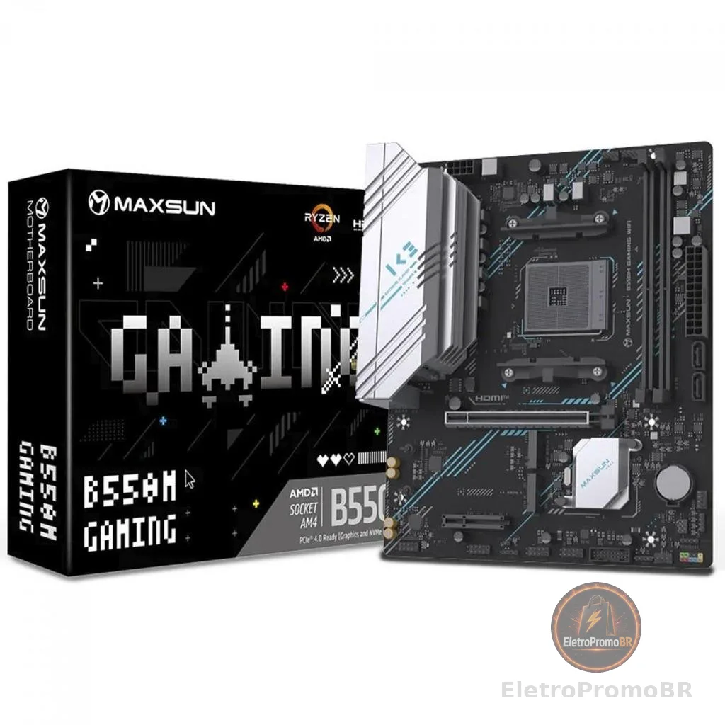 Placa Mãe MAXSUN MS-B550M Gaming WIFI, Chipset B550, AMD AM4, mATX, DDR4