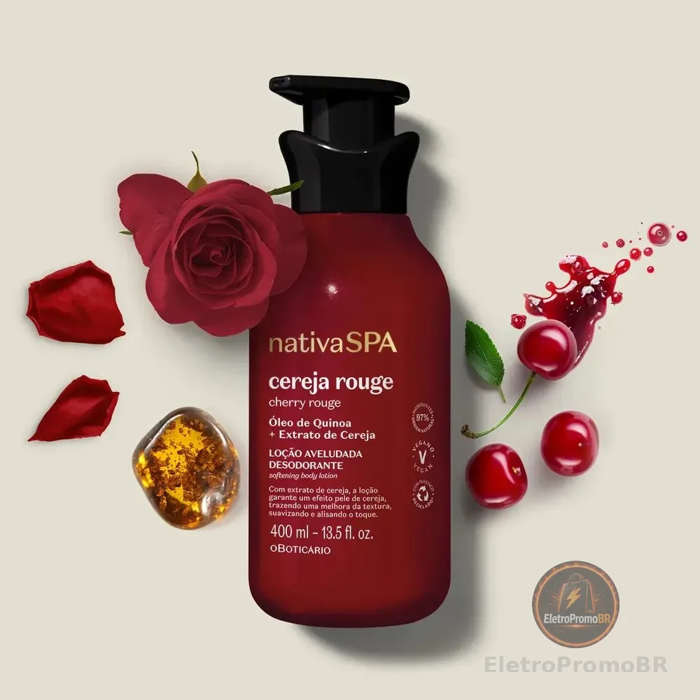 Loção hidratante Cereja Rouge 400ml OBoticário Nativa Spa