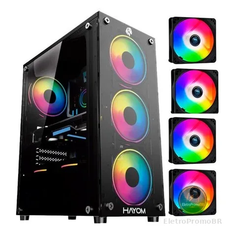 Gabinete Gamer 1749 Lateral E Frontal Em Vidro C/ 4 Fans Rgb