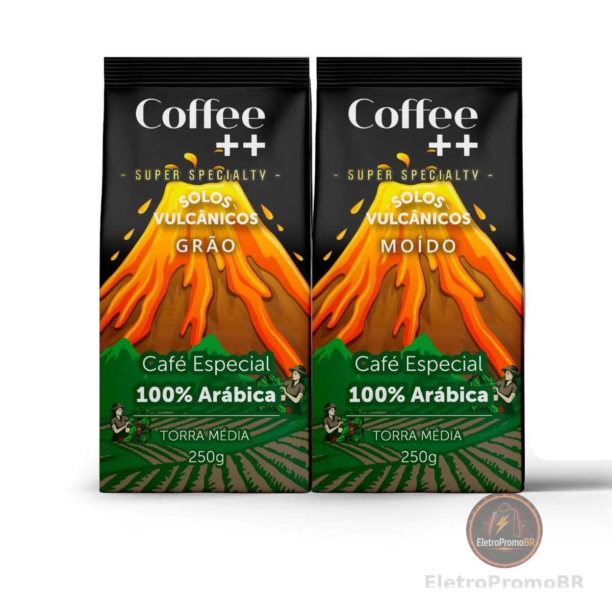 Kit 2 Pacotes Café Especial em Grãos Coffee Mais Variedades: Solos Vulcânicos - 100% Arábica (2x250g)