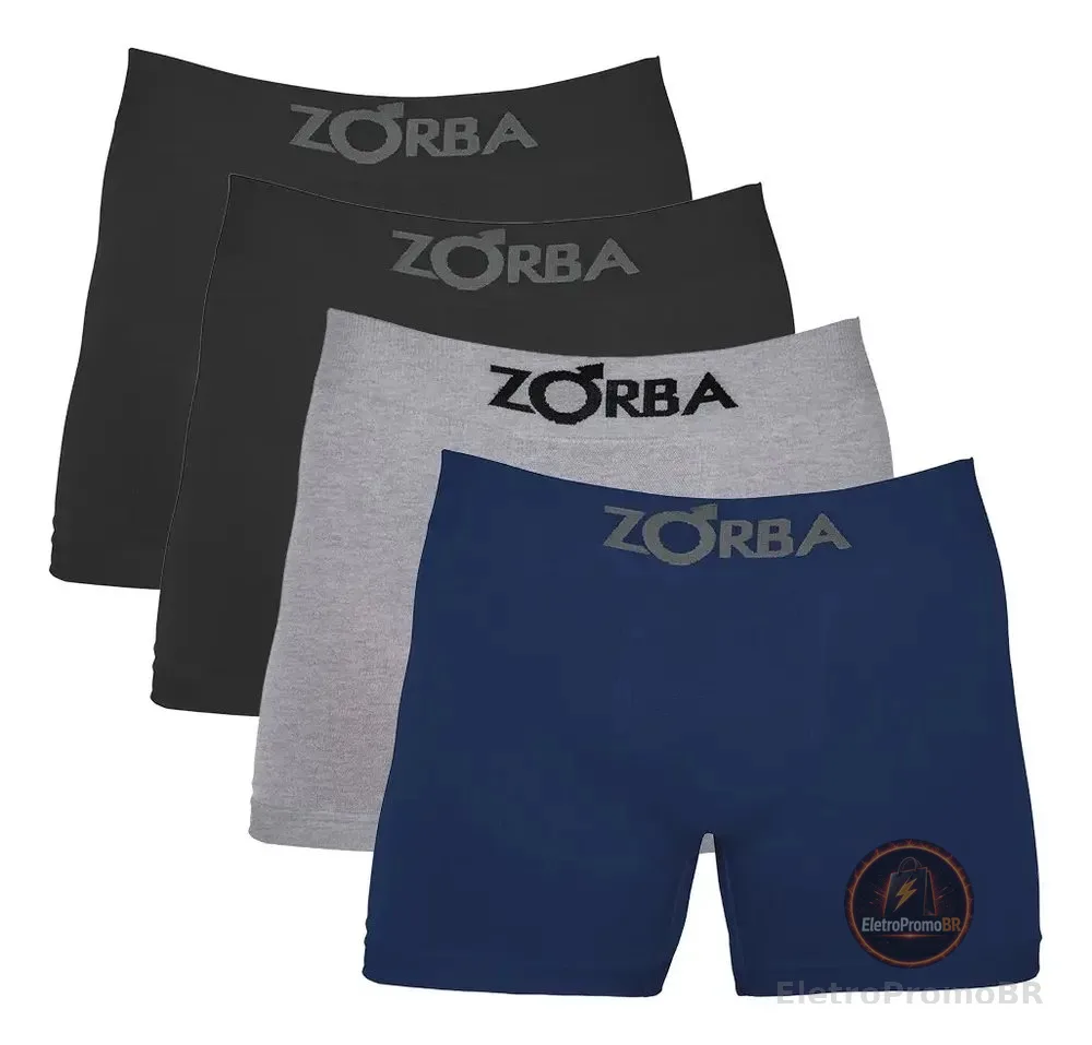 Kit 4 Cuecas Boxer Sem Costura Algodão Zorba Pto Mho Mes Liso M