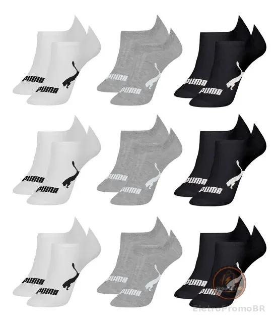 Kit 9 Pares Meias Puma Soquete Cano Curto Sapatilha Original