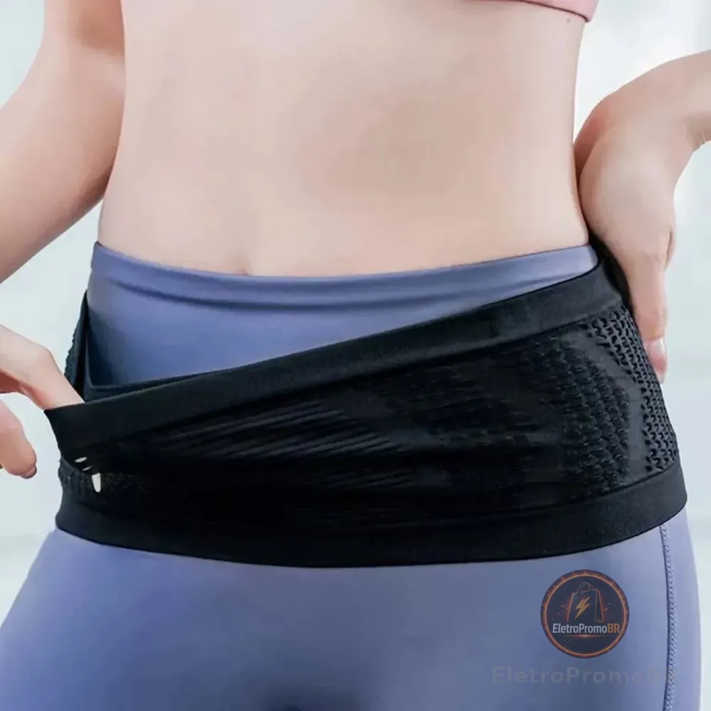 Cinto De Corrida Fitness Porta Celular Bolsa Elástico Pretom Preto M
