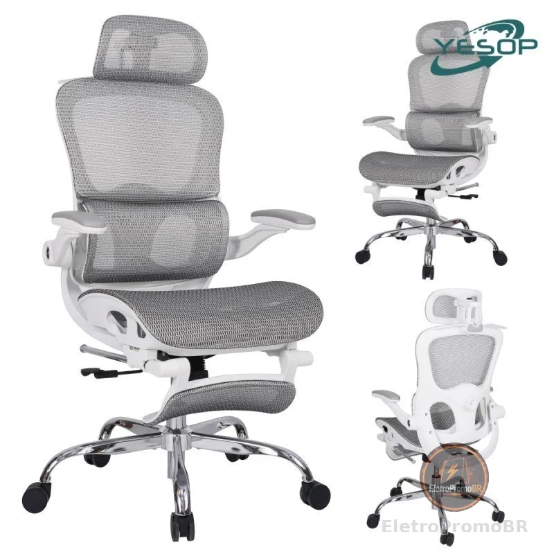 YESOP Cadeira De Escritório Ergonômica Com Apoio Lombar E De Pernas Assento Zero Gravity Cor Branco