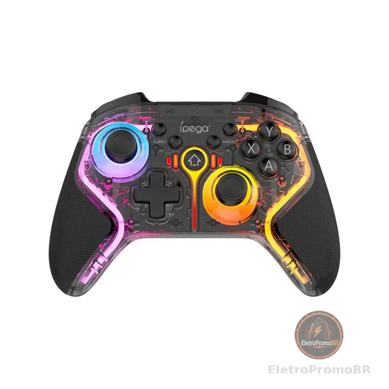 Controle Gamer Sem Fio RGB Compatível com PC Console Celular Ípega PG-9666T