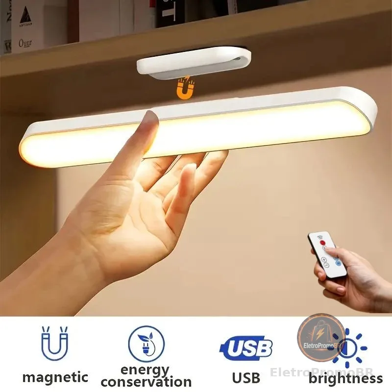 Luminária De Led Sobrepor Bastão Recarregável Sem Fio Com Suporte Magnético E Touch 3 cores com Controle Remoto