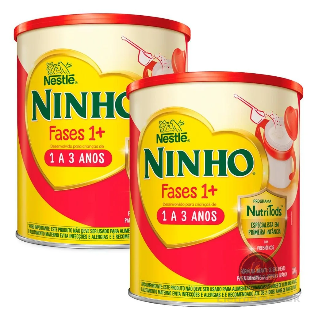 Kit 2 Ninho Fases 1+ Fórmula Infantil de Seguimento para Crianças de Primeira Infância de 1 a 3 anos 800g