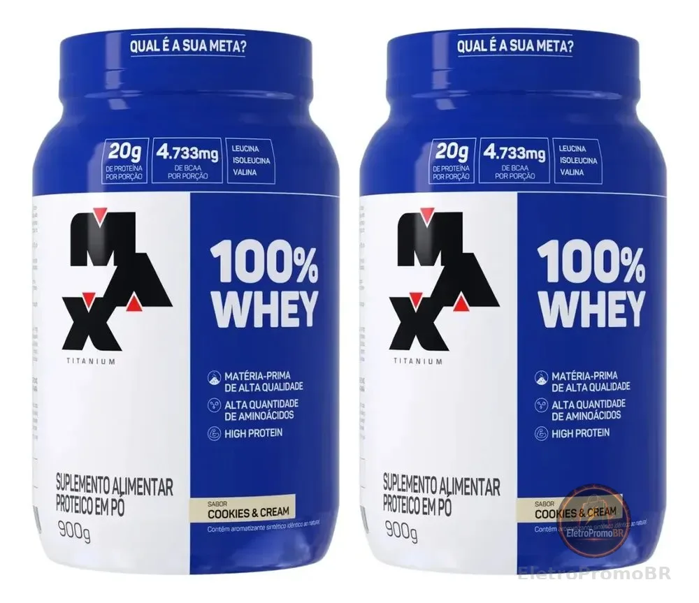 Combo 2x 100% Whey Protein 900g Grow Soldiers Max Titanium Sabor Cookies