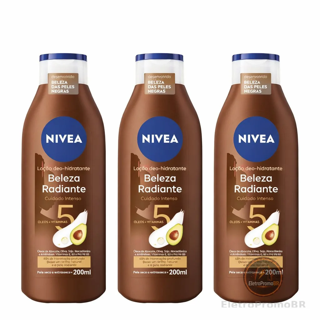 KIT NIVEA Hidratante Desodorante Beleza Radiante Cuidado Intenso 200ml - 3 unidade