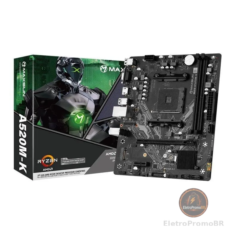 Placa Mae Maxsun Challenger A520M-K DDR4 Socket AMD AM4 M-ATX Chipset AMD A520, MS-CHALLENGER-A520MK