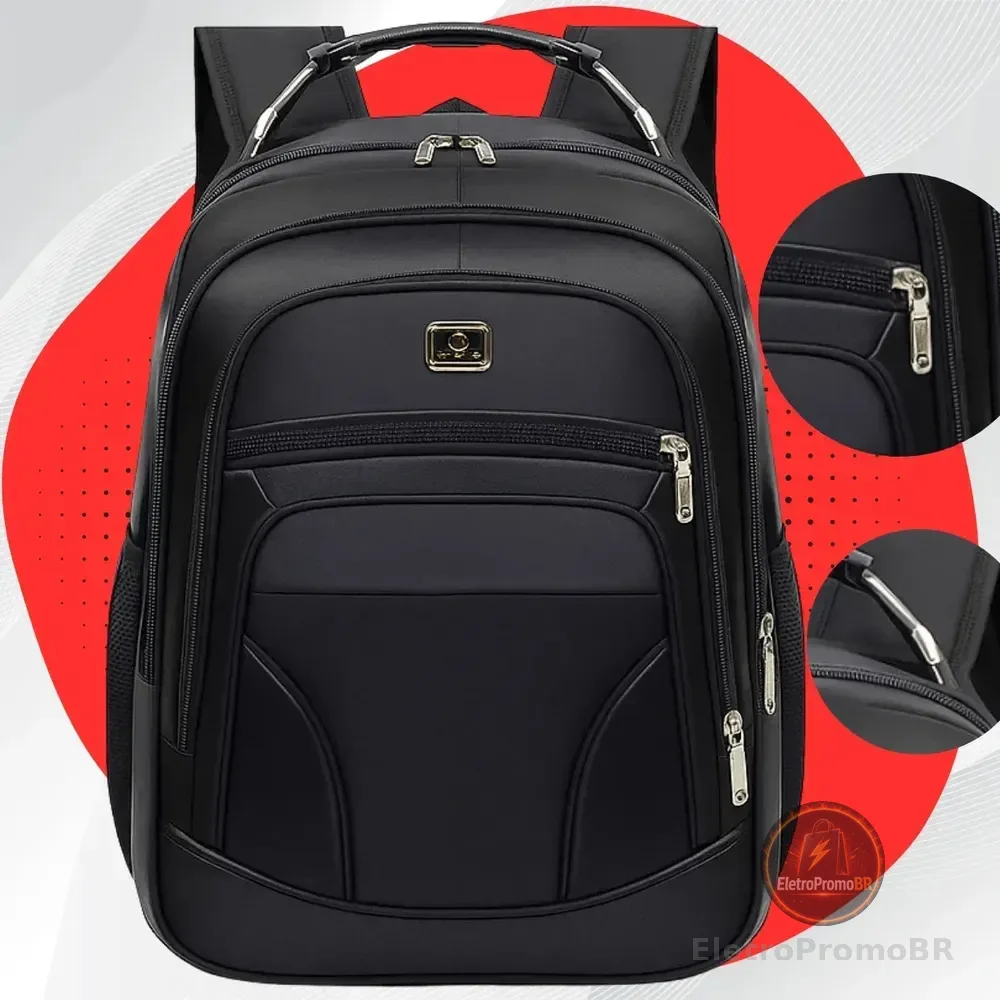Mochila Masculina Feminina Alça Reforçada Faculdade Grande Escolar Viagem Executiva Anne Preto Liso