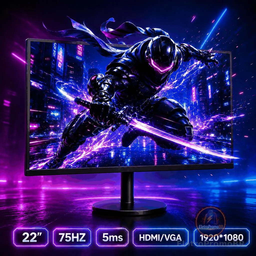 Monitor LCD 22 Full HD 1920×1080 75Hz VESA 75mm 16:9 HDMI VGA 5ms
