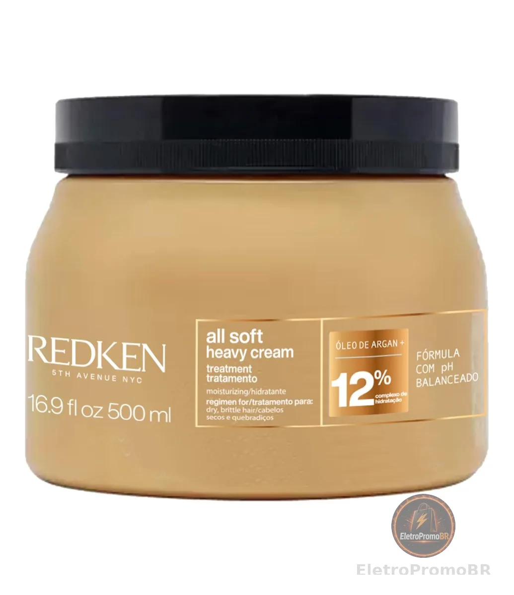 Redken Máscara de Tratamento All Soft Heavy Cream |Tratamento Anti-frizz Para Cabelos Secos e Opacos | Promove Hidratação Profunda | Com Óleo de Argan