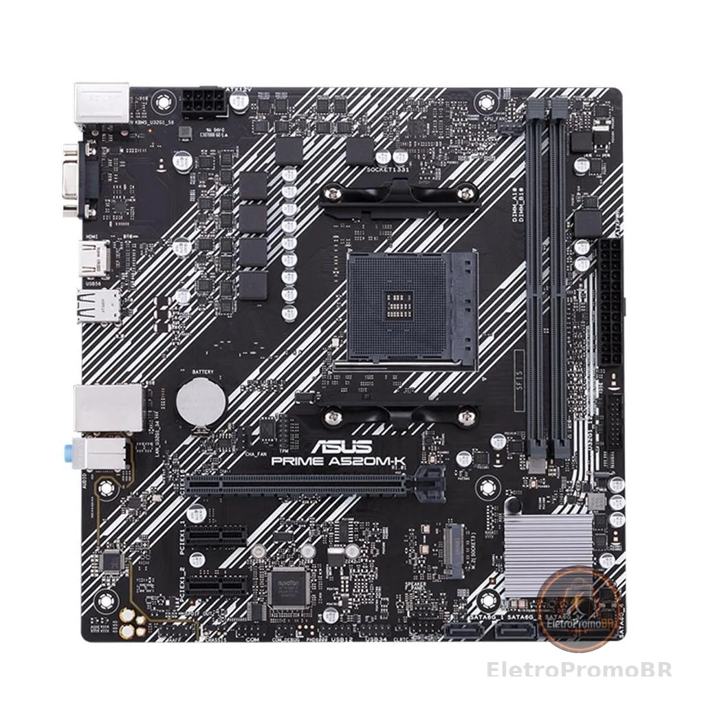 Placa Mãe Asus para AMD AM4 Prime A520M-K 2xDDR4 mATX - 90MB