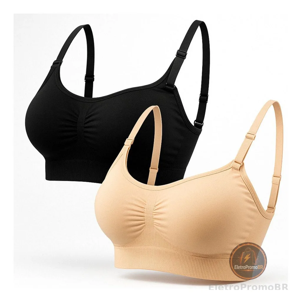 Kit com 2 Top Sutiã Sensual Com Alça E Fecho Ajustável, top com bojo, Muito Confortável, Qualidade