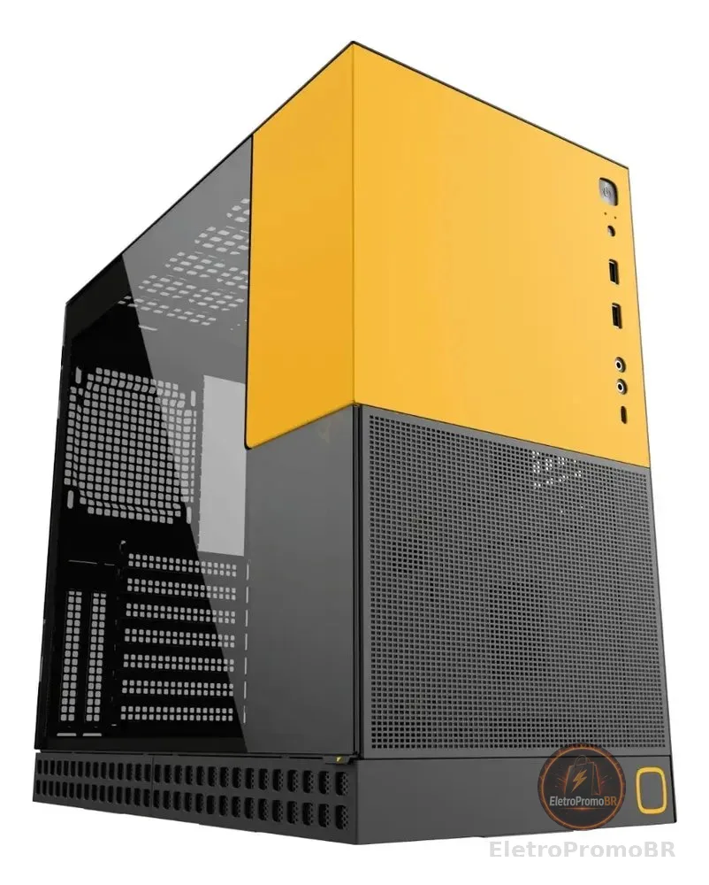 Gabinete Geometric Future Model4 King Arthur Preto e Amarelo