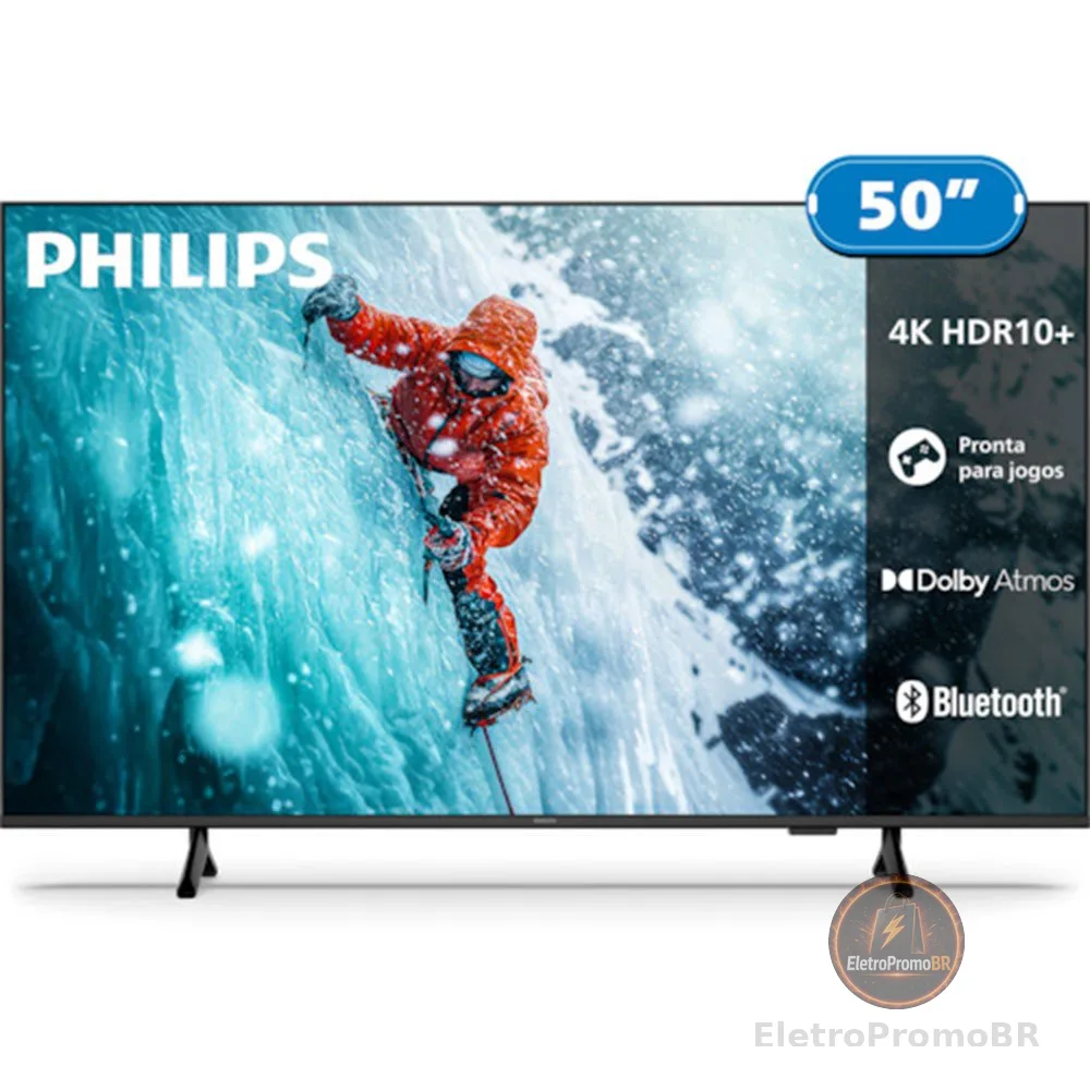 Smart TV Philips 50 Polegadas 4K 50PUG7300/78 UHD Titan OS Pixel Precise Comando de Voz