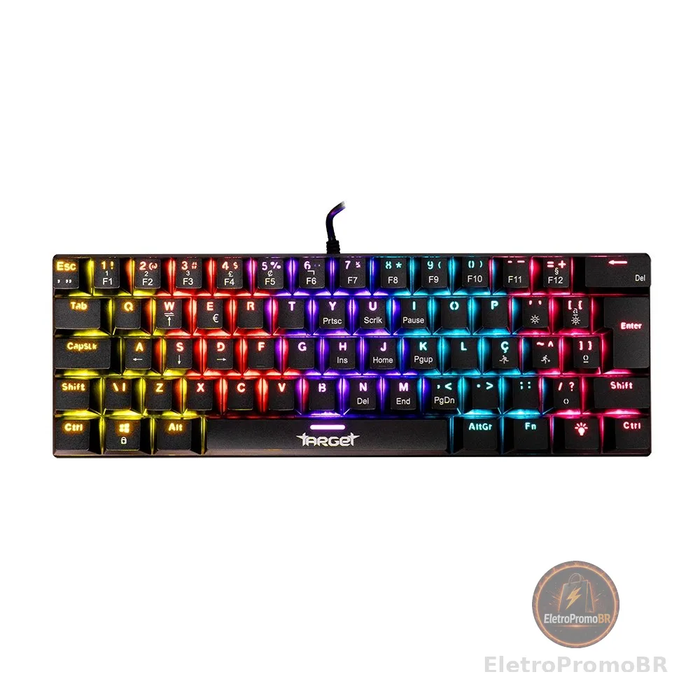 Teclado Mecanico TGT Sherman V3 C1, Rainbow, ABNT2, Switch Marrom, Preto, TGT-SHRC-BR01