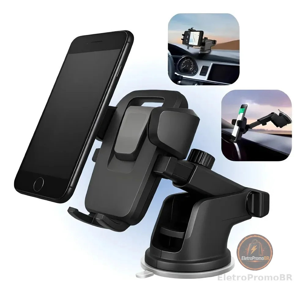 Suporte Celular Veicular Carro Ventosa Automatico Painel Preto