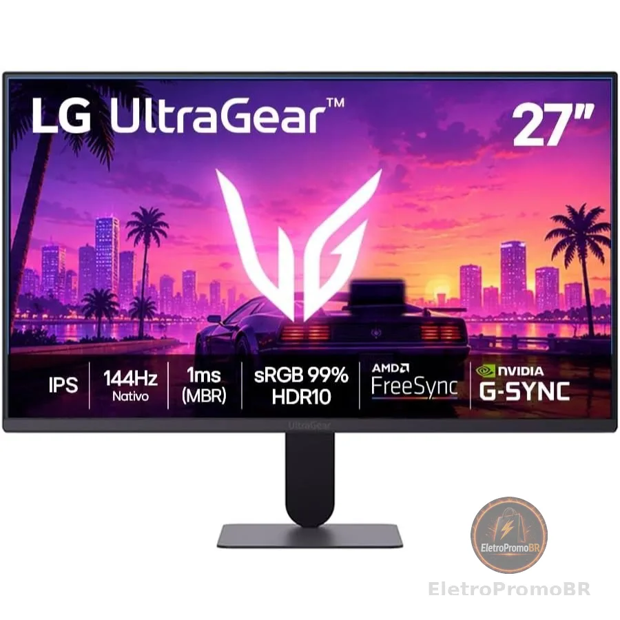 Monitor Gamer LG UltraGear 27" FHD 144Hz IPS - 27G411B-B