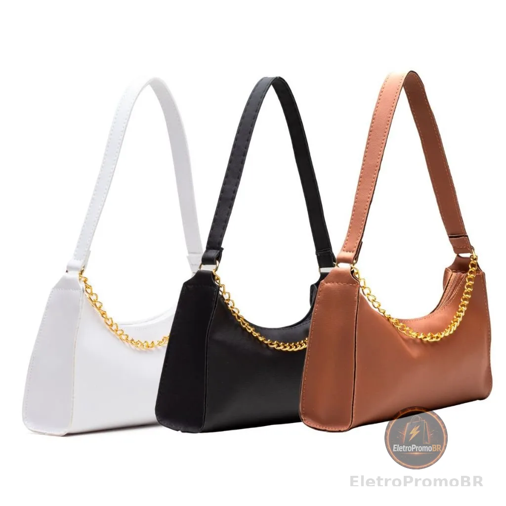 KIT BOLSAS FEMININAS 3 BAGUETES LISAS PEQUENAS CORRENTES DE OMBRO E DE MÃO PEQUENAS MEIA LUA CORES!!