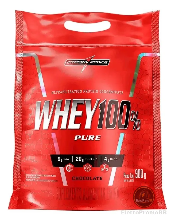 Whey 100% Pure Pouch 900g Chocolate Integralmédica Chocolate