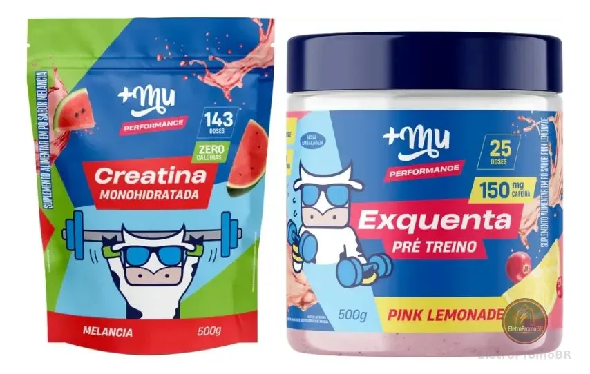 Kit Creatina Melancia 500g + Exquenta Pink Lemonade 500g +Mu