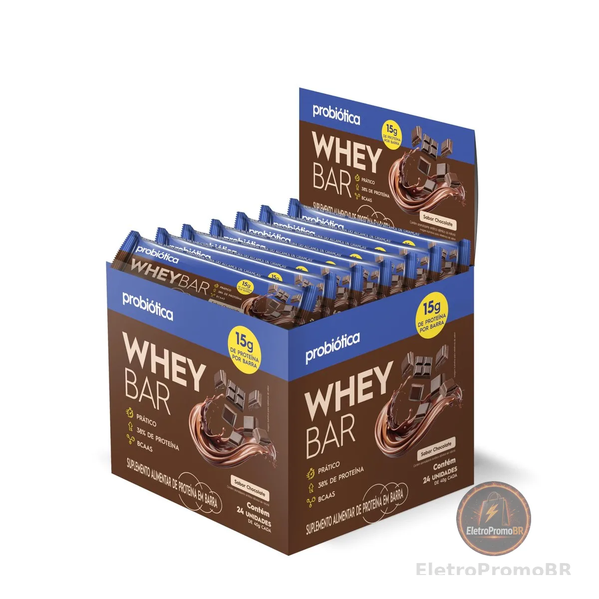 Whey Bar High Protein, Chocolate, Probiótica, 40 G, 24 Unidades