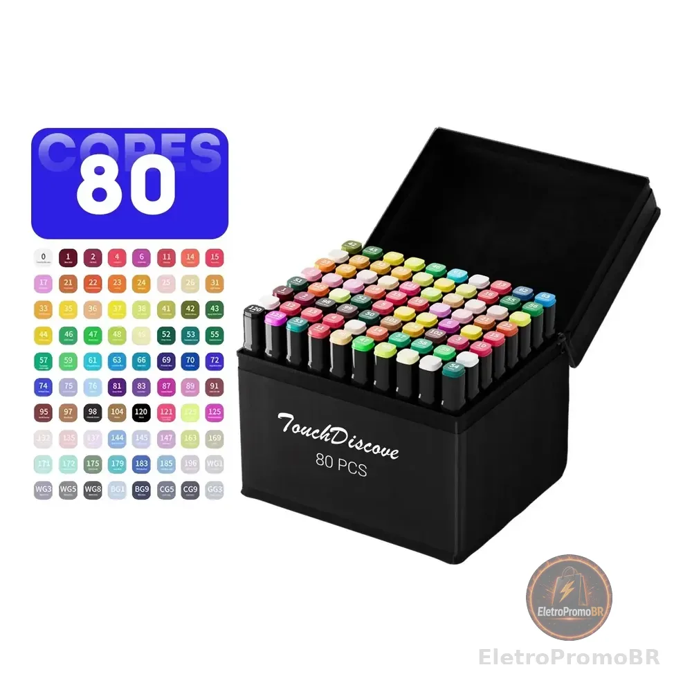 Conjunto Canetas Marcador Canetinha Ponta Dupla 80 Cores Kit