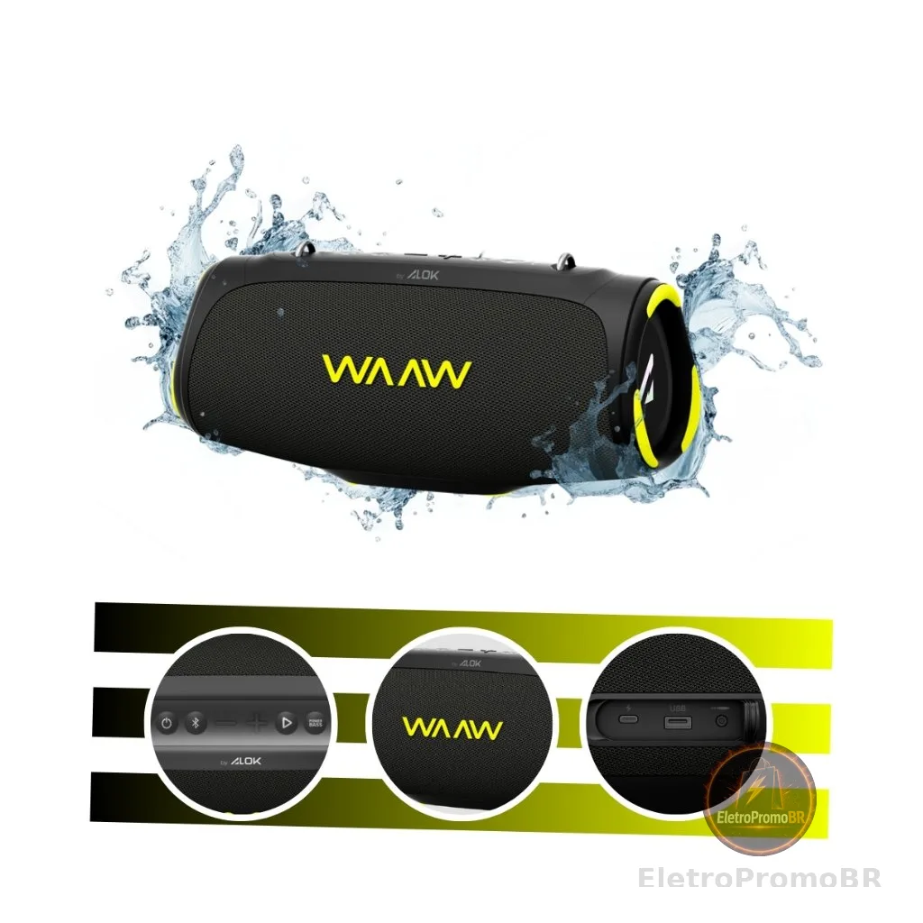 Caixa de Som Bluetooth BOOMBOX BOOM 110 40W RMS IPX7 WAAW by ALOK