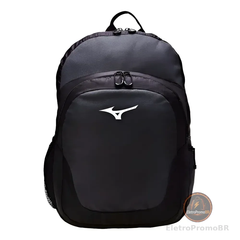 Mochila Masculino E Feminino Sky Preto E Chumbo Mizuno Desenho Do Tecido Liso Chumbo E Preto