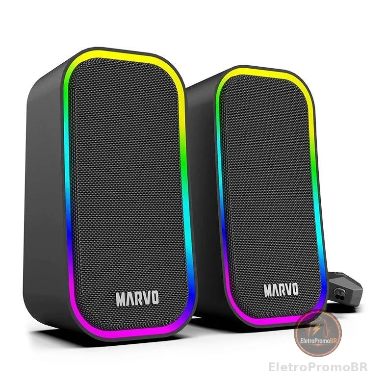 Caixa de Som Marvo SG-285, RGB, 3W RMS, Preta, SG-285-BK