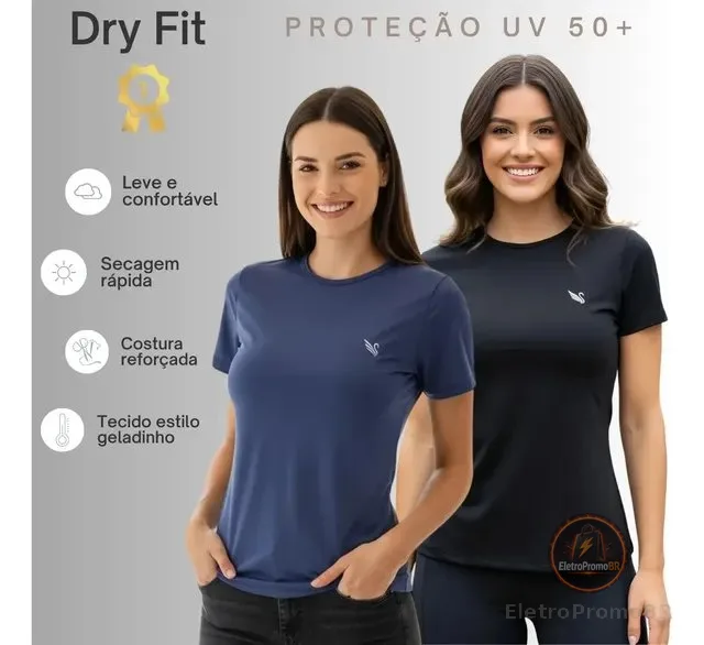 Kit 2 Camiseta Dri Feminina Blusas Academia Dry Fit Treino