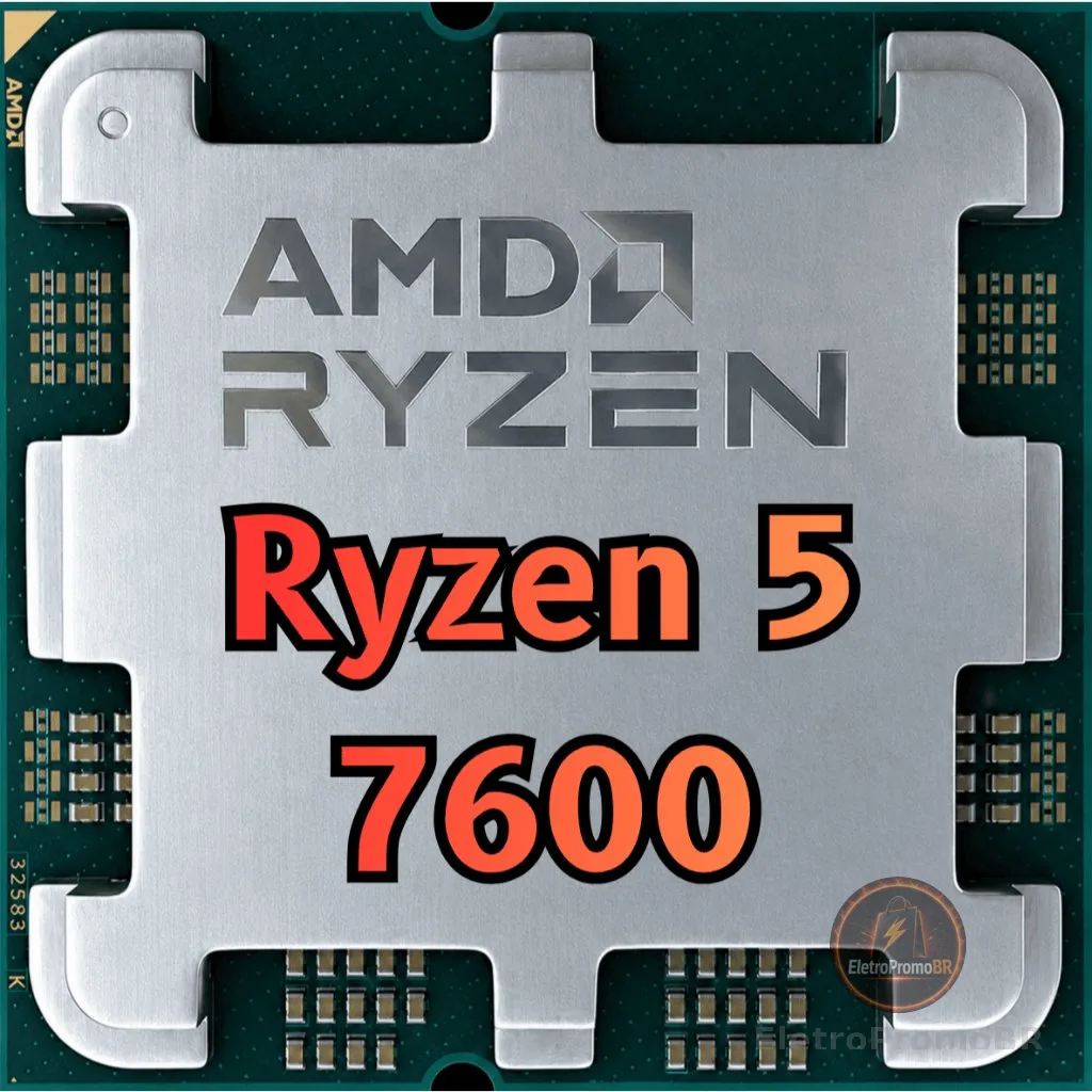 Processador AMD Ryzen 5 7600, 3.8GHz (5.1GHz Max Turbo), Cache 38MB, 6 Núcleos, 12 Threads, AM5, Com Vídeo Integrado