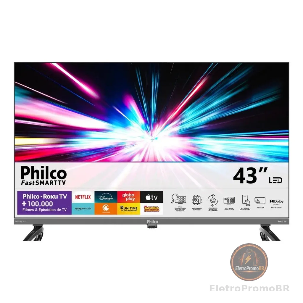 Smart TV 43” Philco P43CRA Full HD Wi-Fi HDMI USB Conversor Digital