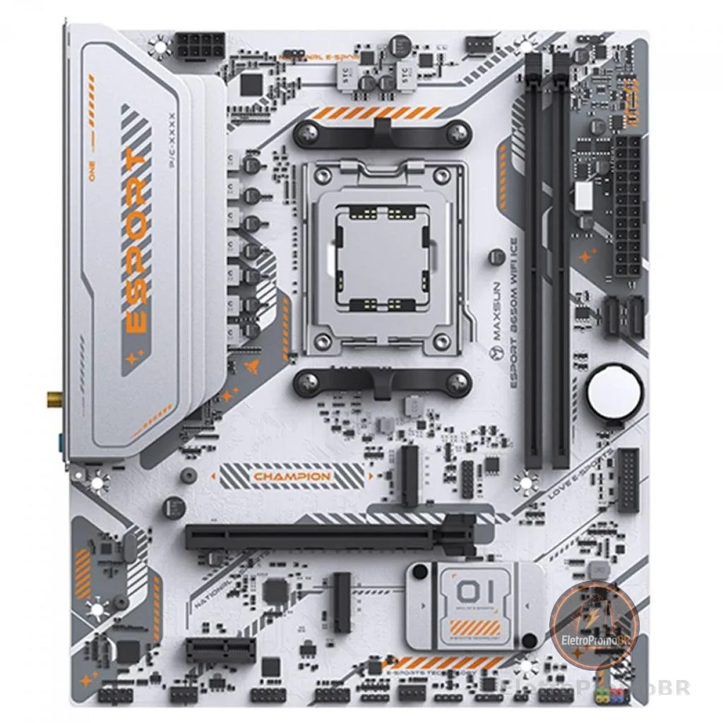 Placa Mãe Maxsun eSport B650M WiFi Ice, Chipset B650, AMD AM5, mATX, DDR5, Branco