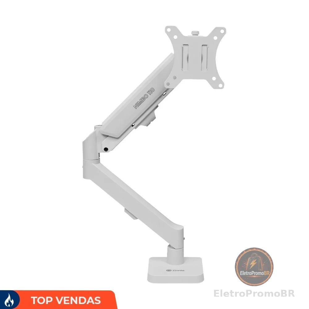 Suporte Articulado Para Monitor 13 a 32 Pistão a Gás Ajustável Zinnia Nimbo 110 Branco