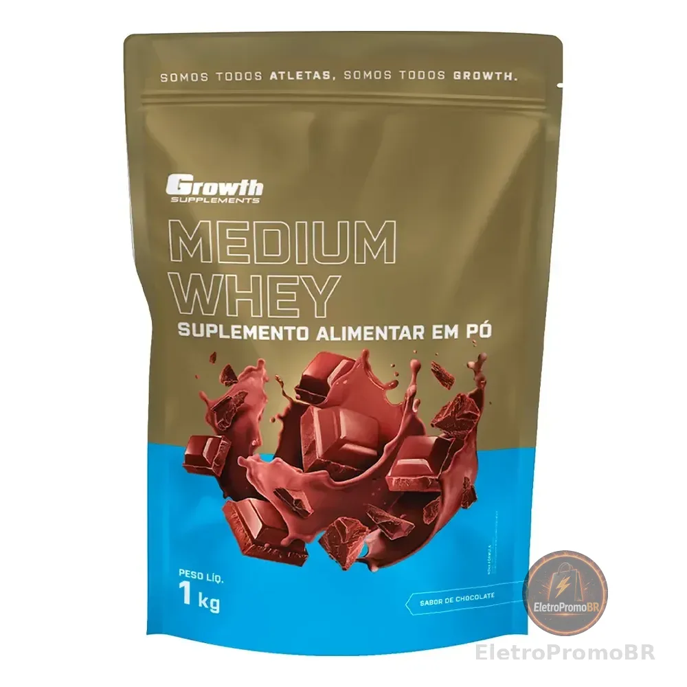 Whey Protein Medium 1kg Growth Supplementos - Chocolate