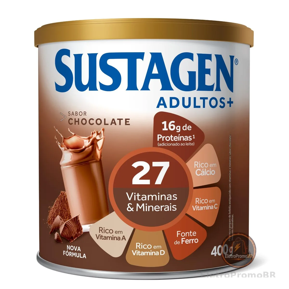 Complemento Alimentar Sustagen Adultos+ Sabor Chocolate - Lata 400g